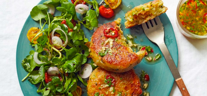 Ultimate Vegetarian Lunch with Halloumi cakes